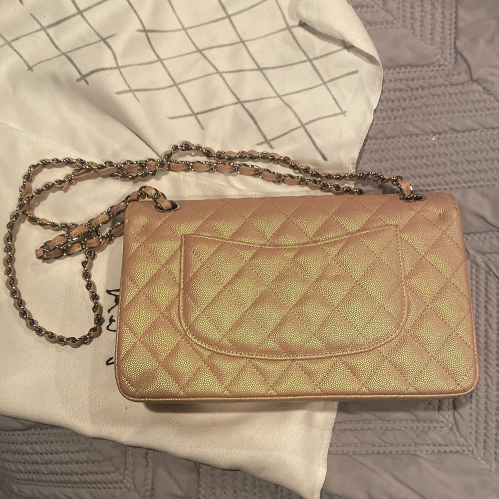 Iridescent Pink Medium Flap Purse
